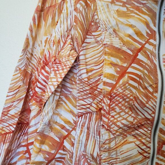 Chicos 3 Womens Sz XL/16 Orange Leaf Tropical Palm Full Zip Lightweight Jacket - Picture 9 of 16